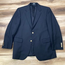 Jos A Bank Blazer Mens 42R Black 100 Wool Gold Button Classic Fit Sport Coat