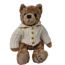 FAO Schwarz Anniversary Light Brown Soft Bear Cable Knit Sweater 12 Inches Plush