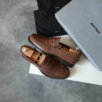2000`s Miu Miu MEN Penny Loafers Old Calf Leather VINTAGE US8