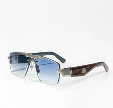 MAYBACH The President II Silver Brown Wood / Blue Gradient 140 Unisex Sunglasses