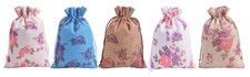 Sansam 20pcs Drawstring Burlap Gift Bags, 5.2x6.8'' Mixed Flower Patterns Jut