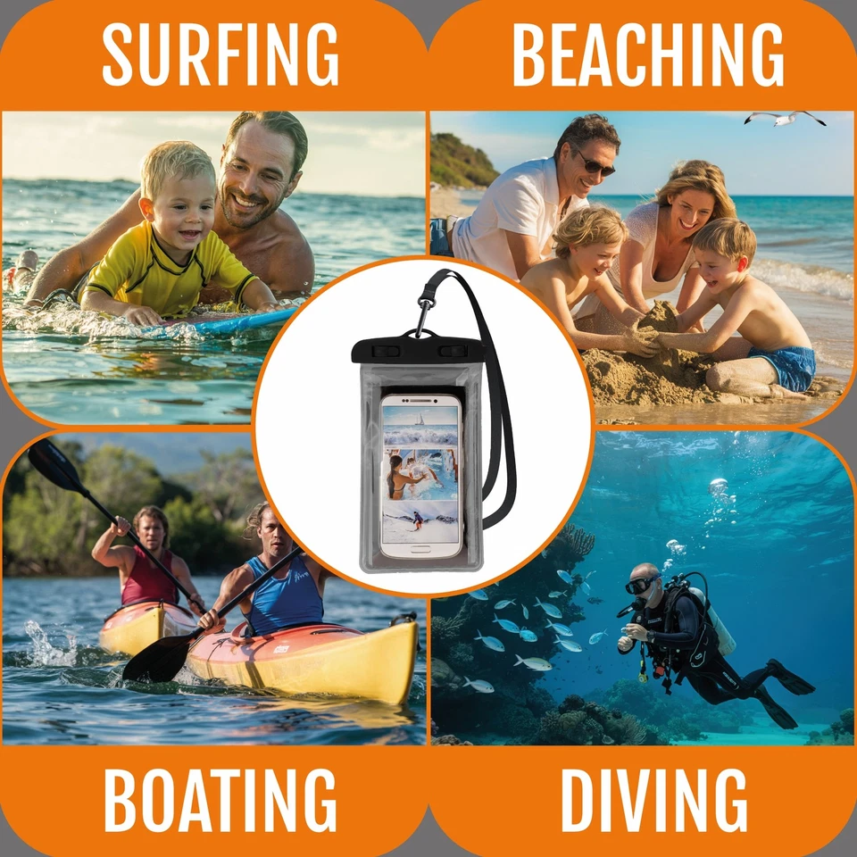 Handyhülle Wasserdicht 2er Set Unterwasser Handytasche Outdoor Strand Schutzhüle - Bild 4 von 4