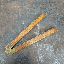 Vintage STANLEY No. 62 Rule & Level Co. Boxwood And Brass Folding Ruler - 24"