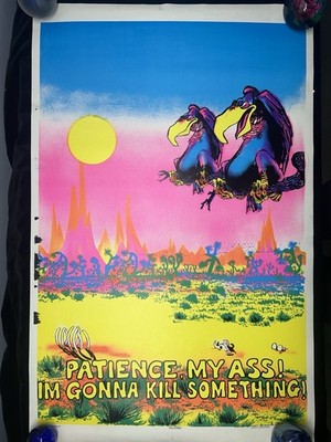 1970 Original Psychedelic Black Light Poster Dick Dagres Vulture