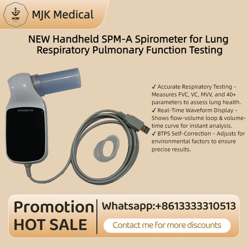 Portable Digital Spirometer - Handheld PFT Device for Lung Respiratory Testing
