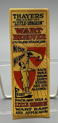 Vintage drug store advertising Thayers Little Surgeon Wart Remover NOS box 1930s