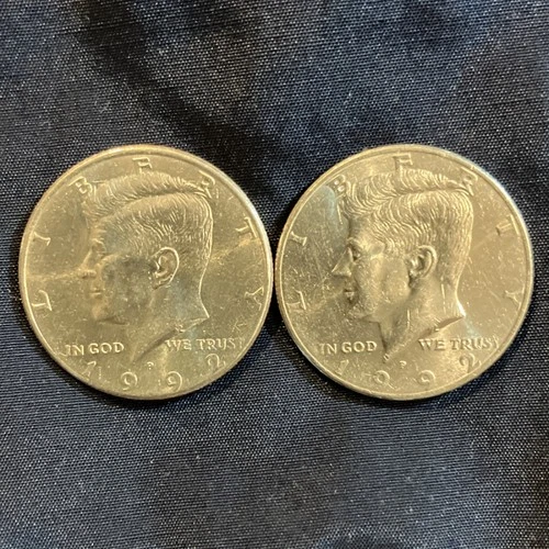 1992 P Kennedy Half Dollar Circulated 50C Uncertified Coins Lot of 2 Collection