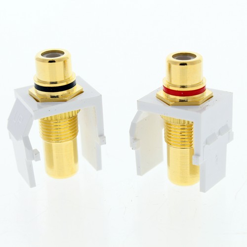 1 Paar Leviton weiß Quickport Audio Stereo Cinch Buchsen vergoldet 40830-W