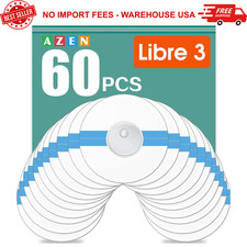 AZEN 60 Pack Freestyle Sensor Covers for Libre 3, Waterproof Adhesive Patches,