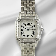 Cartier Panthere Jumbo 29mm Custom Iced Out 5ct Genuine Diamonds Ref 1300