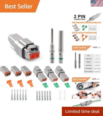 DT Connector 2 Pin Gray Waterproof Electrical Wire Connector DT04-2P DT06-2S ...