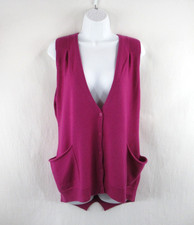 U-KNIT Women's 100 Cashmere Sleeveless Cardigan Sweater Vest S CK377