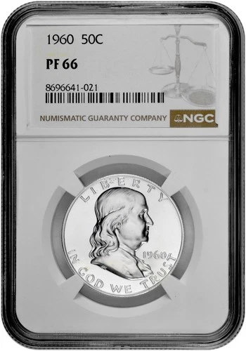1960 50C Proof Silver Franklin Half Dollar NGC Graded PF 66