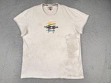 Tommy Hilfiger Jeans Shirt Men Extra Large White Short Sleeve 100% Cotton READ