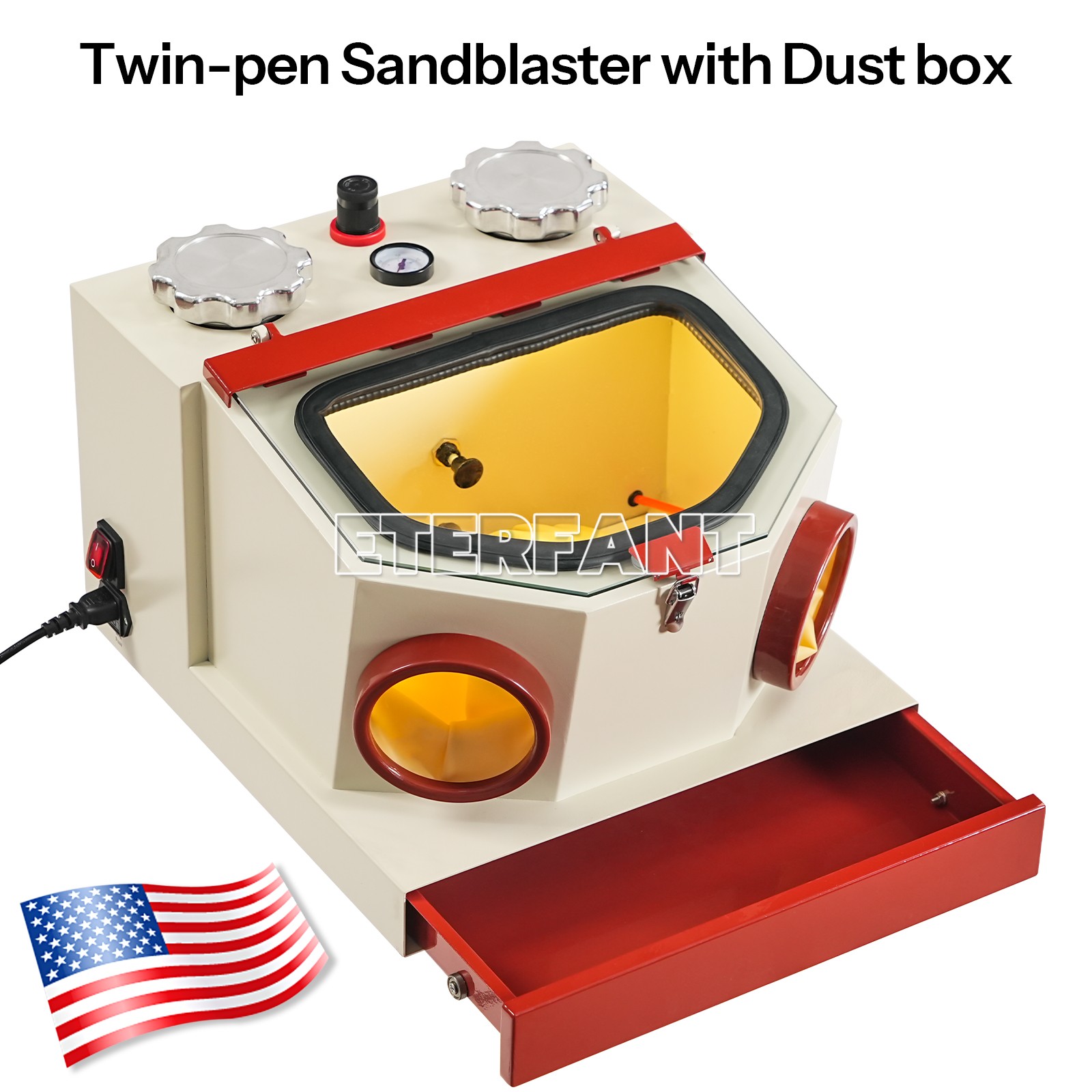 TwinPen Sandblaster 2 Aluminum Tank/with Dust Collection Box and LED Strip Light