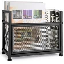 Black Magazine Holder, Metal Magazine Rack Floor, Mesh Magazine File Holder, ...