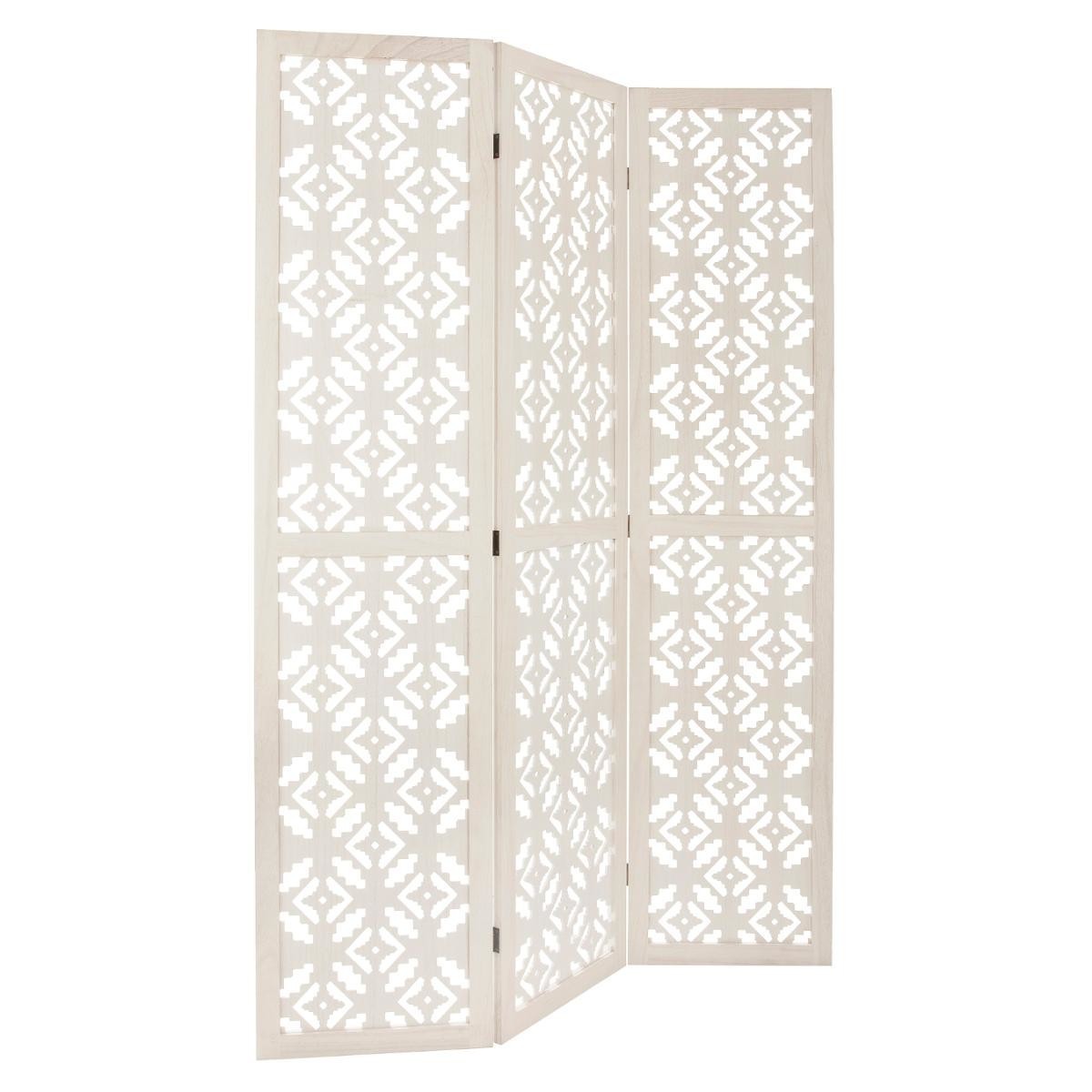 Paravent en bois Nomade 120x170cm blanc style bohème dans la chambre