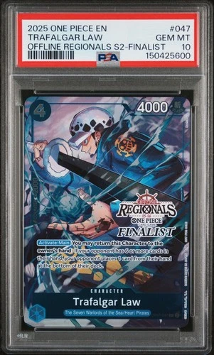2025 ONE PIECE OFFLINE REGIONALS FINALIST OP07-047 TRAFALGAR LAW PROMO PSA 10