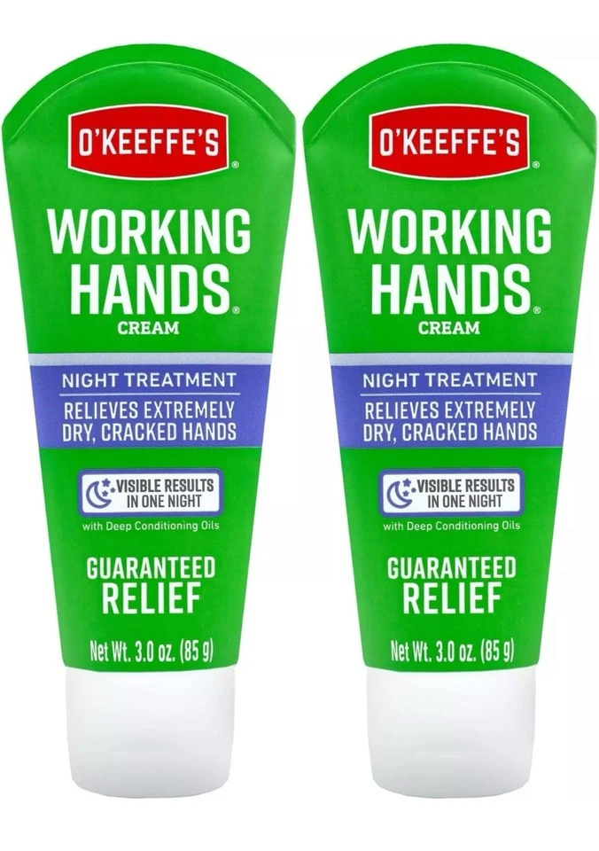O Keeffe's Working Hands ночной лечебный крем-2-PK глубокое увлажнение новый/запечатанный - Изображение 2 из 4