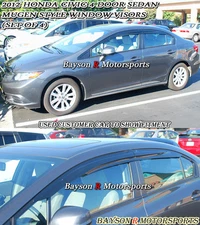 Fits 12-15 Honda Civic 4dr Sedan Mu-gen Style Window Rain Guard Visors (Tinted)