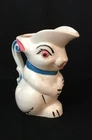 Vintage Shawnee American Bisque Rabbit W/Blue Bow Creamer Pitcher 6”