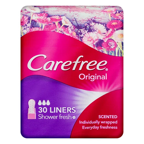 Carefree Original Scented Panty Liner Shower Fresh 30 Individually Wrapped