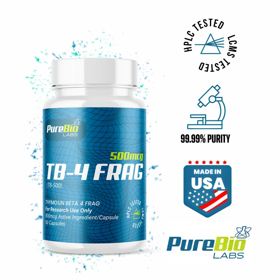 TB-4 FRAG 500mcg | 60 Cápsulas | Hecho en EE. UU. (1 Botella) | Pure Bio Labs Foto 2 de 4