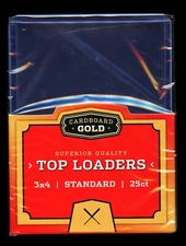 25 Count (1 Pack) of 3x4 CBG Cardboard Gold Pro Standard Size Top Loaders