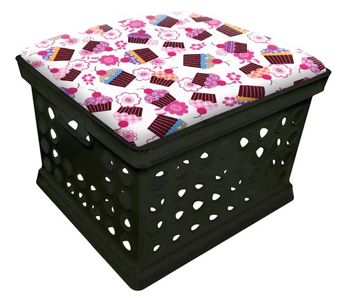 Black Ottoman Bench Storage Utility Crate Novelty Fabric Removable Seat Cushion - Picture 10 of 31
