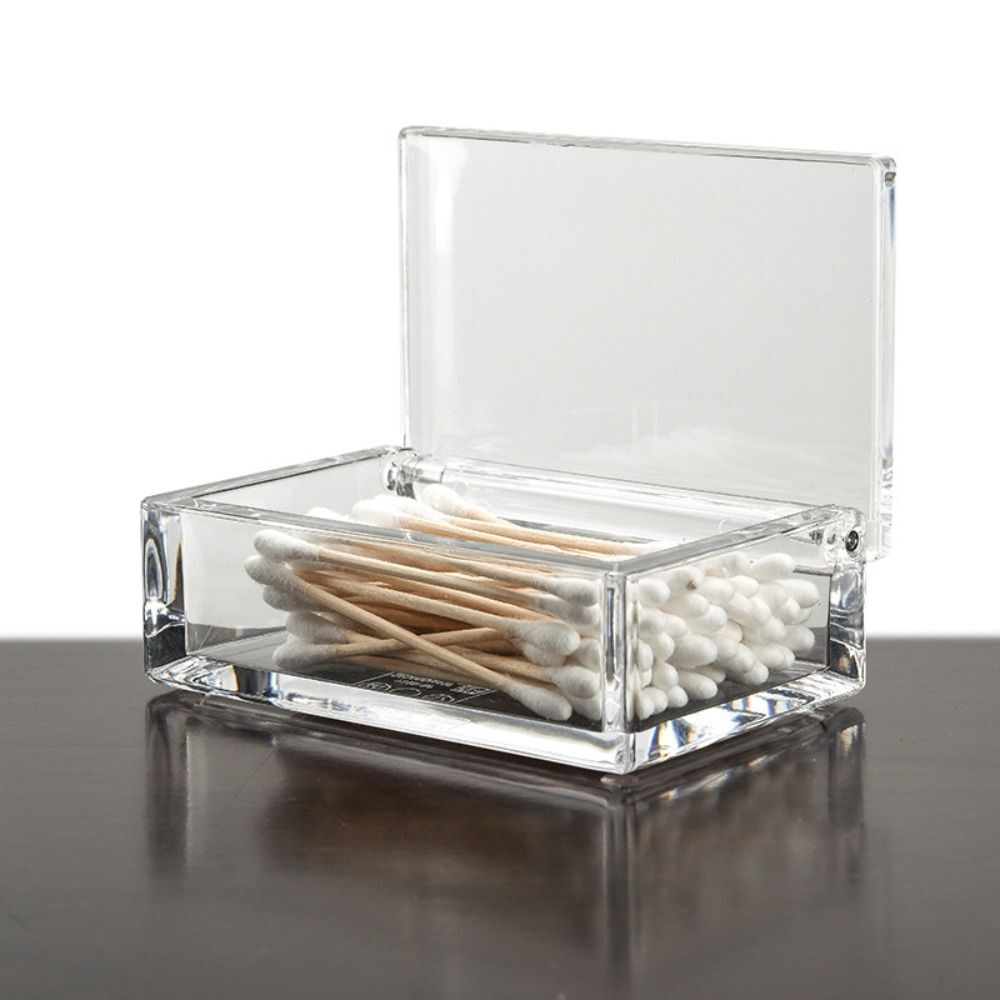 Acrylic Cotton Swab Storage Box Clear Cotton Swab Dispenser Office