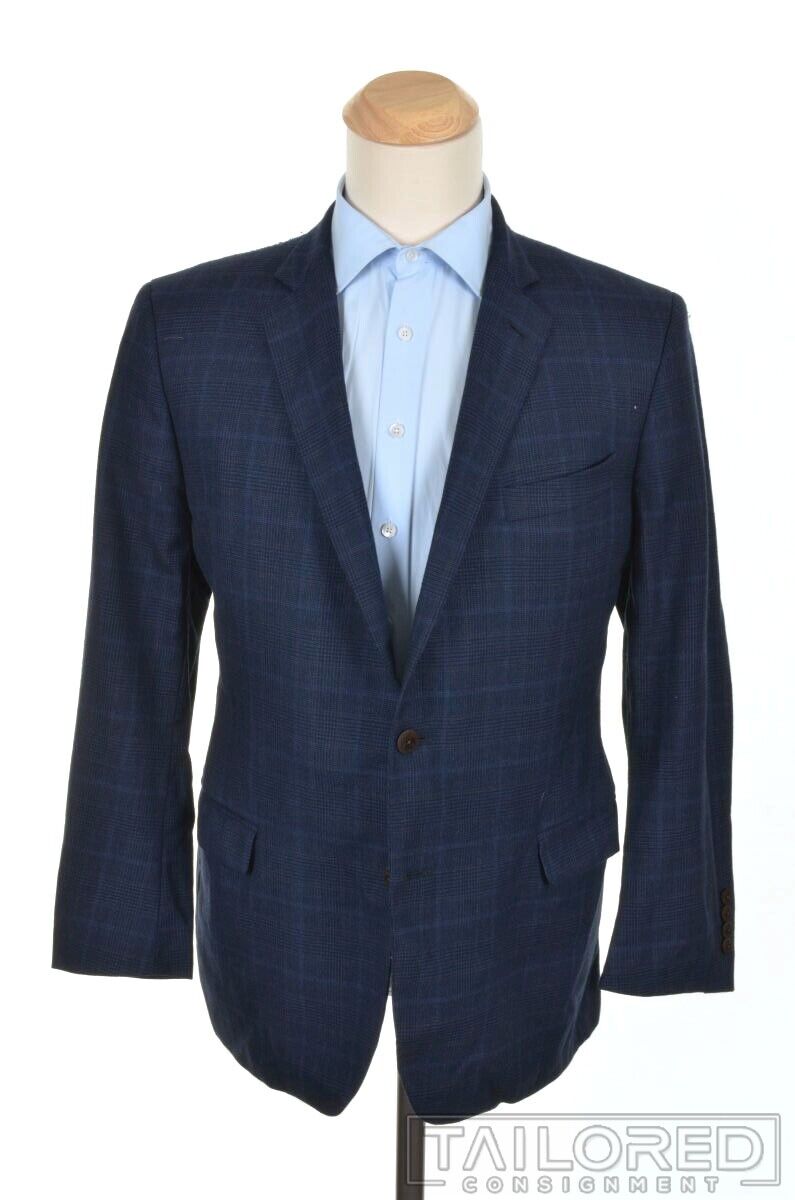 BROOKS BROTHERS Fitzgerald Blue Plaid Check Saxxon Wool BROOKS BROTHERS Fitzgerald Blue Plaid Check Saxxon Wool