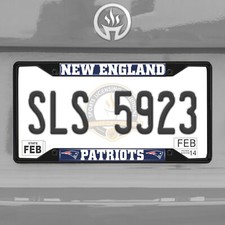 Fanmats 31366 New England Patriots Metal License Plate Frame Black Finish