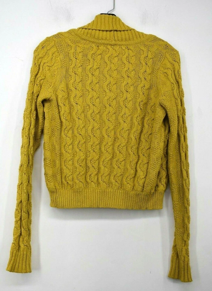 Cárdigan Sparrow Mujer Amarillo Manga Larga Acanalada Mantón Grueso Tejido Frente Abierto S Foto 2 de 4