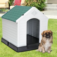 Waterproof Ventilate Pet Dog House Kennel W/Air Vents Elevated Floor Green