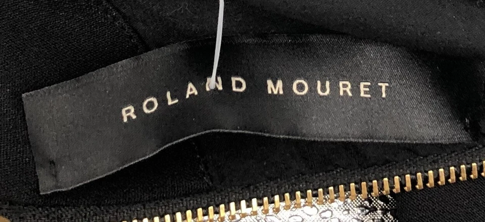 Vestido midi Roland Mouret negro hombro frío con bordado colorido talla 4 Foto 4 de 4