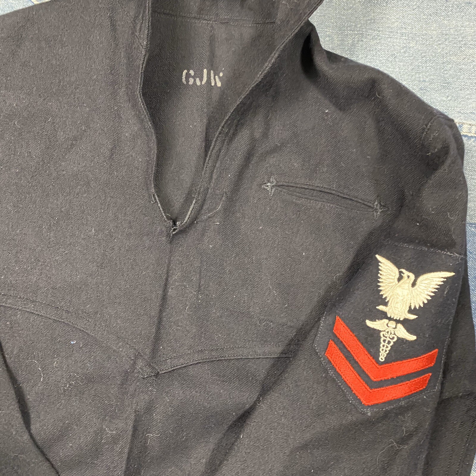 US Navy Men's Blue Undress Jumper 38R Cracker Jack Uniform Shirt Wool Pullover eBay