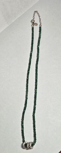 LADIES BASTIAN INVERUN NATURAL EMERALD BEAD NEAKLACE W/ STERLING SILVER RINGS - Picture 4 of 5