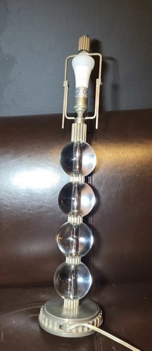 Ralph Lauren Kristallkugelsäule Tischlampe silberner Sockel massiv großes Glas RAR - Bild 6 von 12
