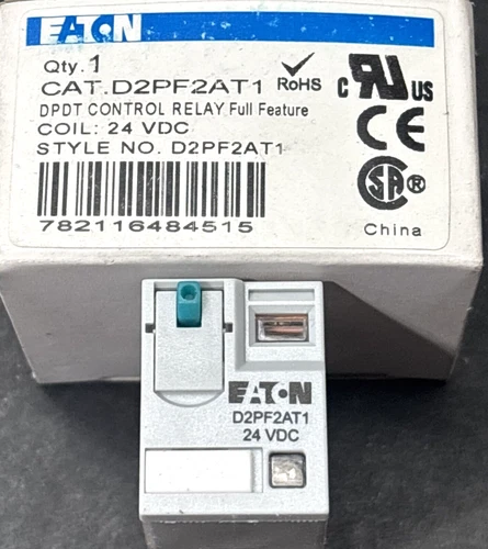 EATON D2PF2AT1, DPDT Full Feature Power Relay, Coil 24VDC, W/ LED, Free US Ship