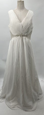 Vnaix Womens V-Neck Sleeveless Chiffon Wedding Dress W/ Beaded Waist & Pleats ~6