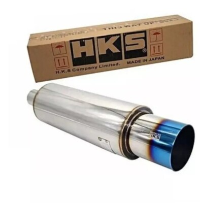 HKS HI-Power Titanium Face Blue Exhaust Muffler Inlet 3'' Outlet 3.5'' Free Ship