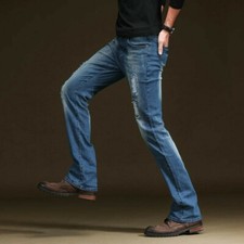 Pantaloni In Denim Flaring Per Uomo, Strappati, Bootcut, Slim Fitted