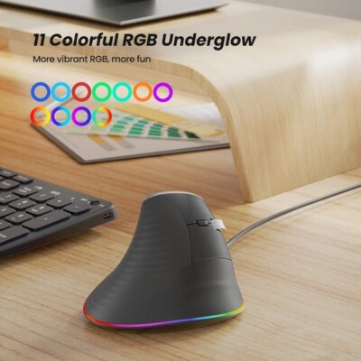 Nulea Wired RGB Vertical Mouse w/ Adjustable Lighting (Fully Work Minimal Wear)