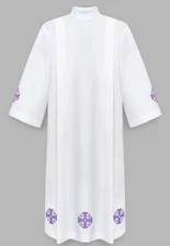 Alb with Purple Jerusalem Crosses Alba Aube Albe Camice Vestment A4F