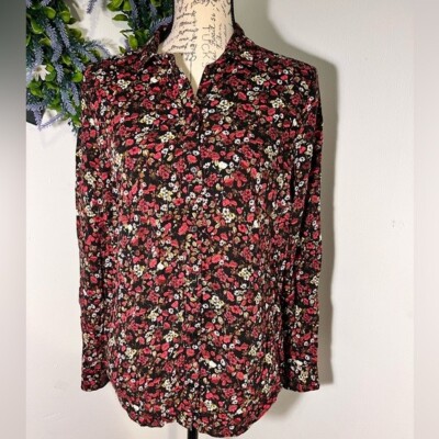 Top shop, sz 6,stretchy floral button front closure button long