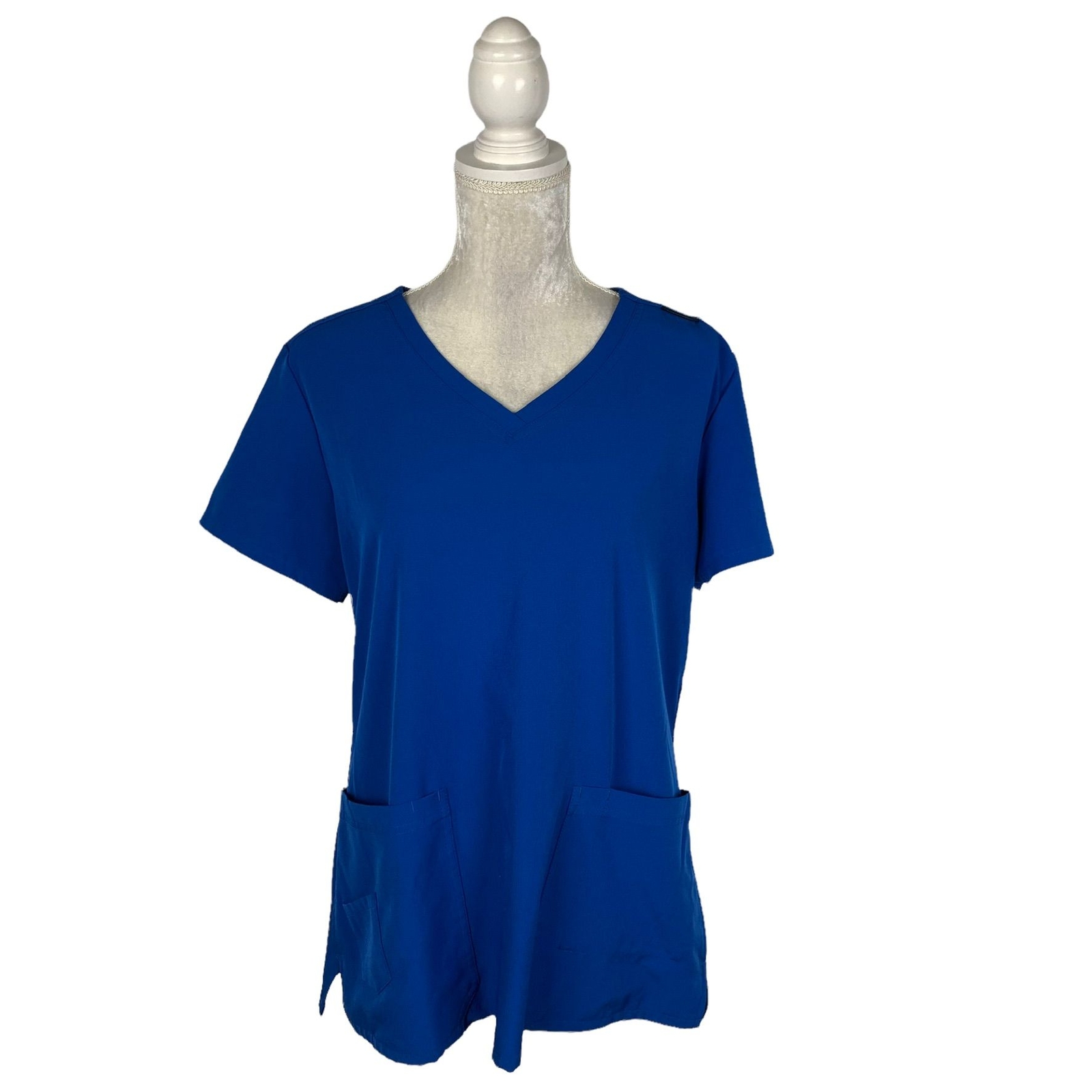 Skechers by Barco Uniforms Blue Scrub Top 4 Pockets H… Gem