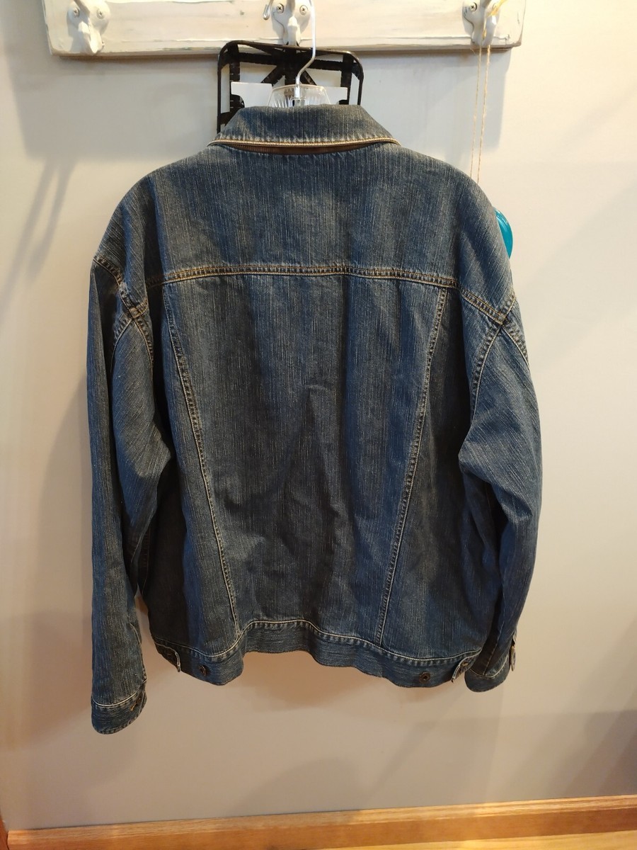 LL Bean Denim Corduroy Trim Jacket Sz L Blue Jean Trucker LL Bean Denim Corduroy Trim Jacket Sz L Blue Jean Trucker