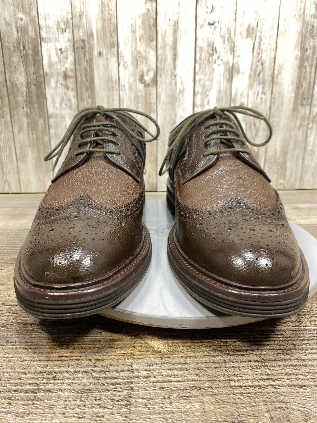 SAOLA Scarpe eleganti uomo Robert Graham derby in pelle marrone con punta alare taglia 9