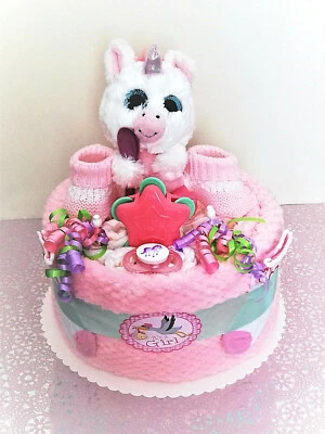 BABY-TRAUMLAND ♥ Kleines Einhorn ♥ Windelgeschenk Windeltorte Geburt Taufe Baby Mädchen