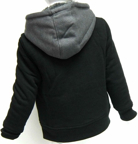 Boys HOODED JACKET Fleece Lined Zipped BC CLOTHING Black Grey Hoodie 5-10 Years - Picture 2 of 6